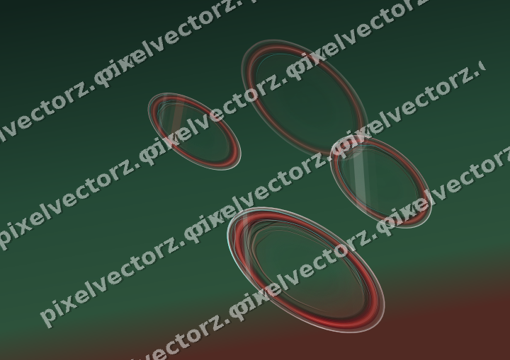 Abstract glass arc in dark red and dark green