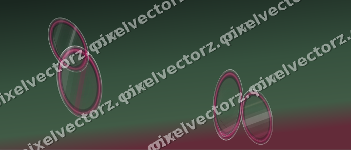 Abstract glass arc in dark pink and green