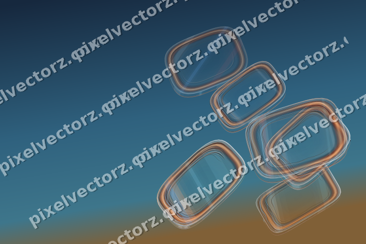 Abstract glass arc in blue and red