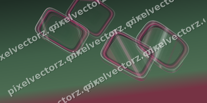 Abstract glass arc in dark pink and green