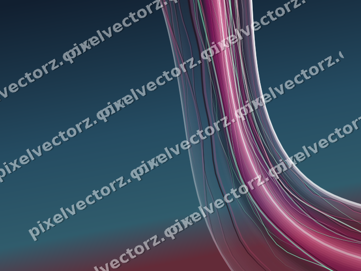 Abstract glass arc in pink and blue