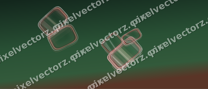 Abstract glass arc in red and dark green