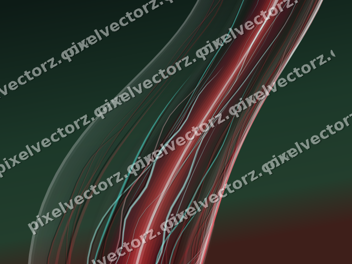 Abstract glass arc in dark green and red