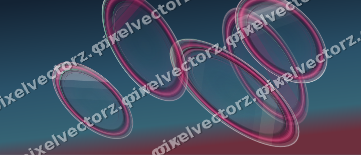Abstract glass arc in dark pink and yellow