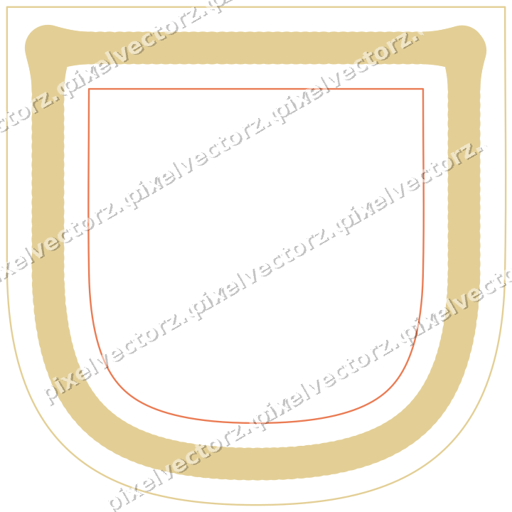 Dekorativer Zierrahmen in Rot und Orange mit Wappen und Perlenreihe