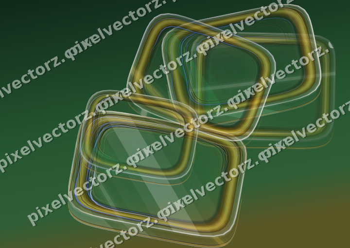 Abstract glass arc in dark green and amber