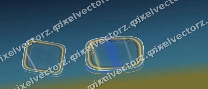 Abstract glass arc in amber and blue