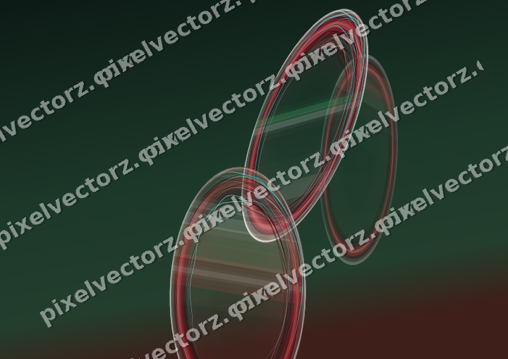 Abstract glass arc in dark green and red