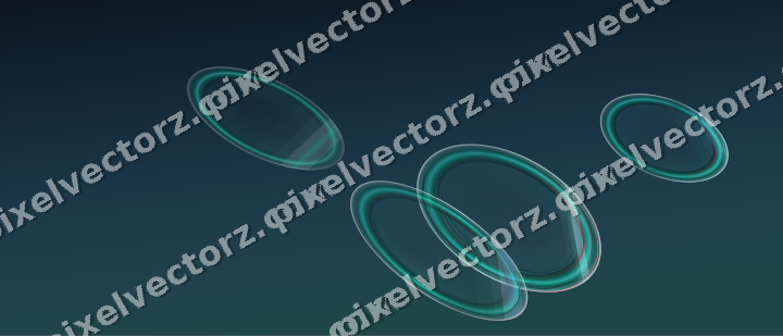 Abstract glass arc in cyan and teal