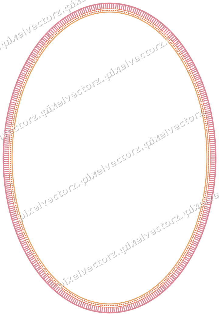 Dekorativer Zierrahmen in Rot und Orange mit Oval und Schraffur
