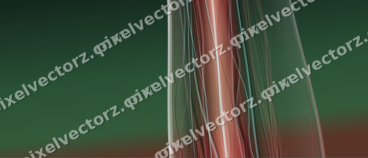 Abstract glass arc in red and dark green