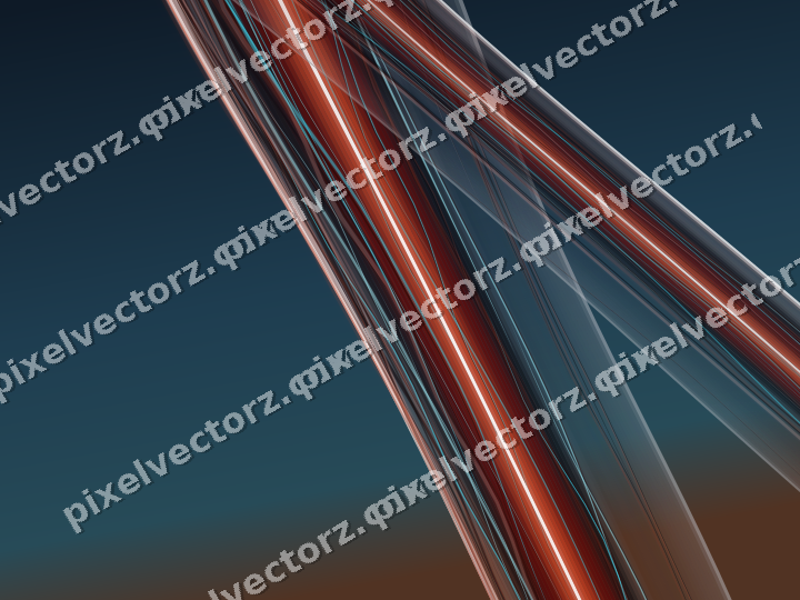 Abstract glass arc in cyan and red