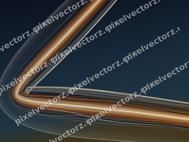 Abstract glass arc in dark blue and red