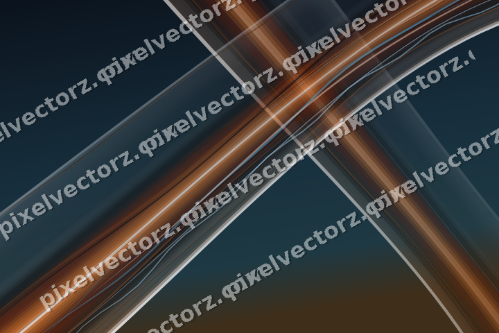 Abstract glass arc in blue and orange