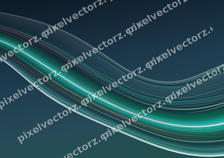 Abstract glass arc in cyan and teal