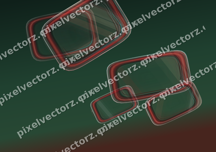 Abstract glass arc in dark red and dark green