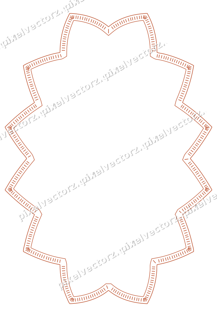 Dekorativer Zierrahmen in Orange und Türkis mit Oval und Zackenrand