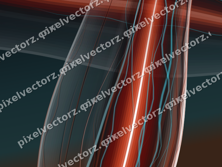 Abstract glass arc in cyan and red