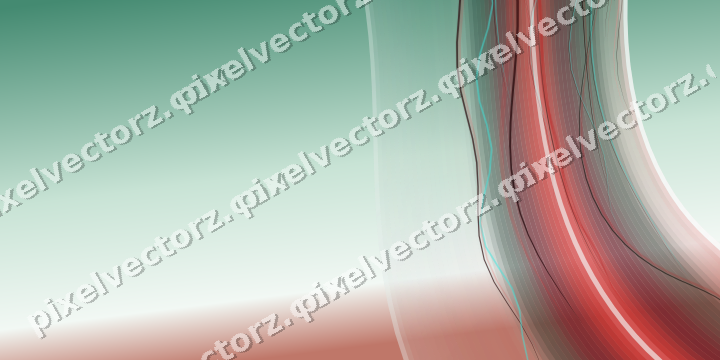 Abstract glass arc in dark red and dark green