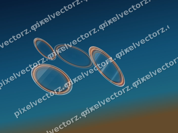 Abstract glass arc in blue and red