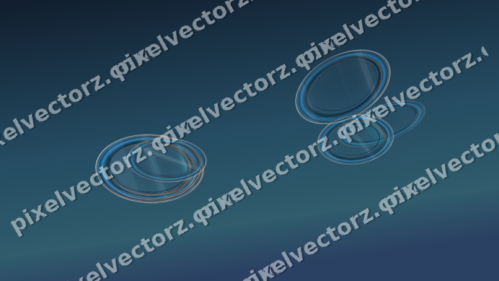 Abstract glass arc in teal and pale cyan