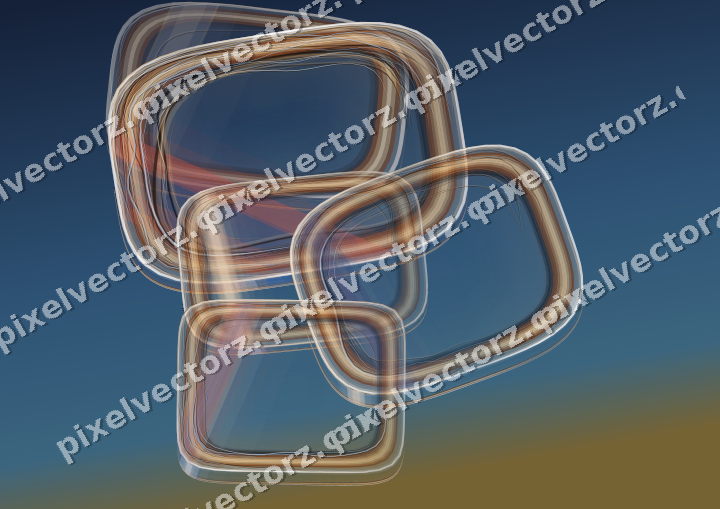 Abstract glass arc in dark blue and red