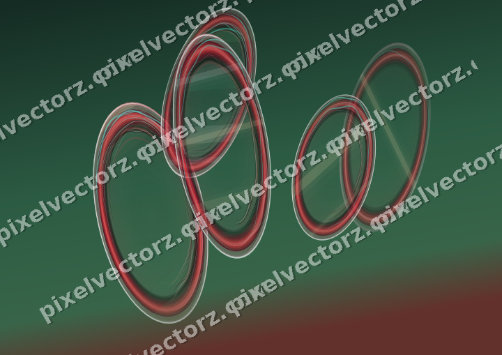 Abstract glass arc in dark green and red