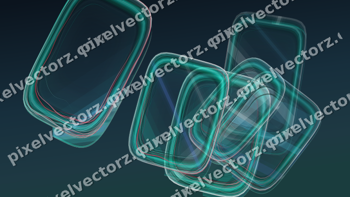 Abstract glass arc in cyan and teal