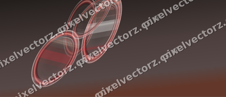 Abstract glass arc in red and pale amber