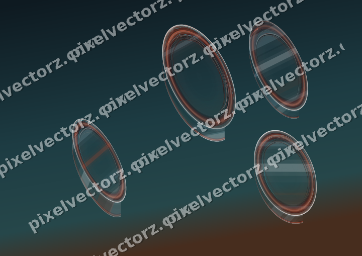 Abstract glass arc in cyan and red