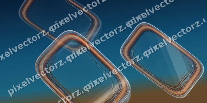 Abstract glass arc in blue and red