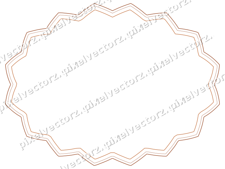 Dekorativer Zierrahmen in Orange und Blau mit Oval und Zackenrand