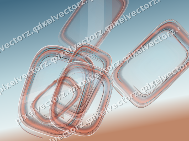 Abstract glass arc in cyan and red