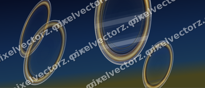 Abstract glass arc in amber and blue
