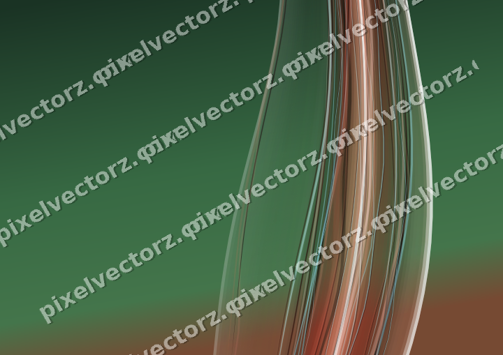 Abstract glass arc in dark green and red