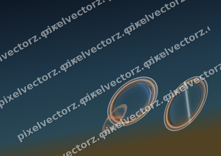Abstract glass arc in dark blue and orange