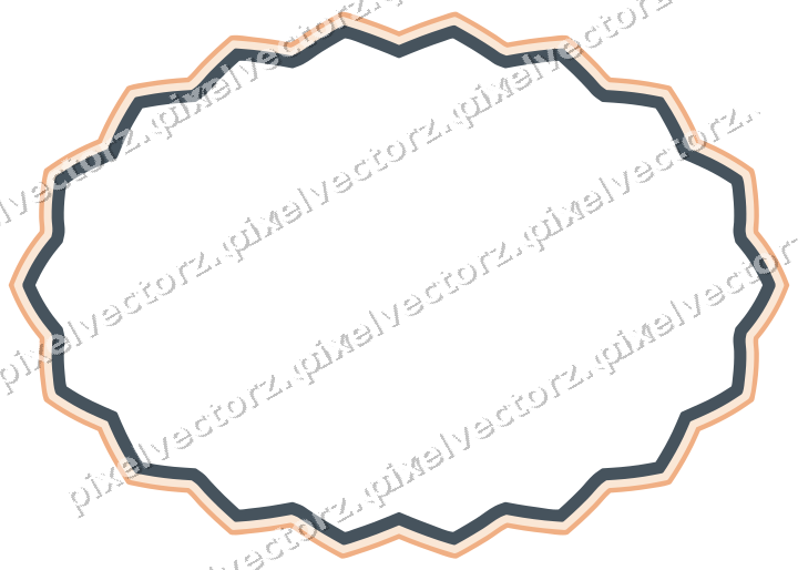 Dekorativer Zierrahmen in Blau und Orange mit Oval und Zackenrand