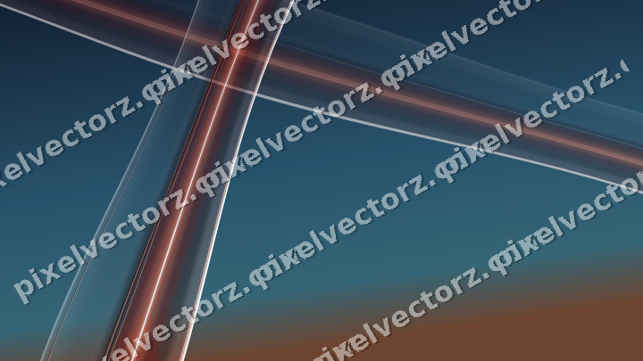 Abstract glass arc in cyan and red