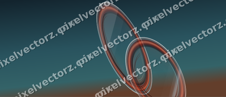 Abstract glass arc in cyan and red