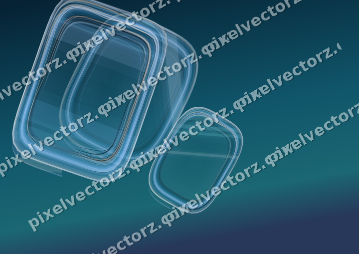Abstract glass arc in cyan and blue