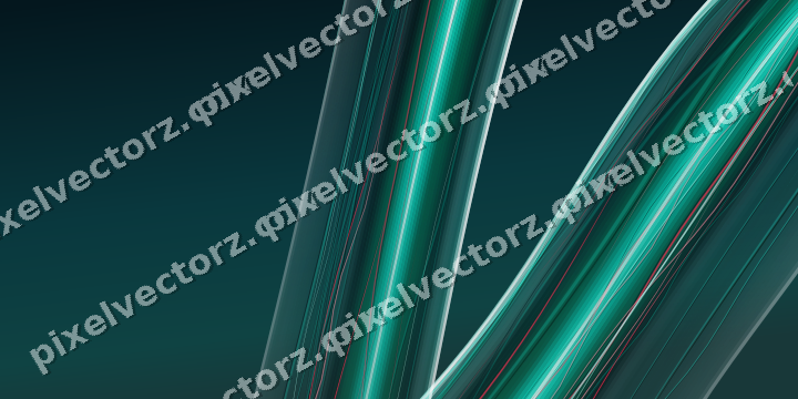 Abstract glass arc in cyan and teal