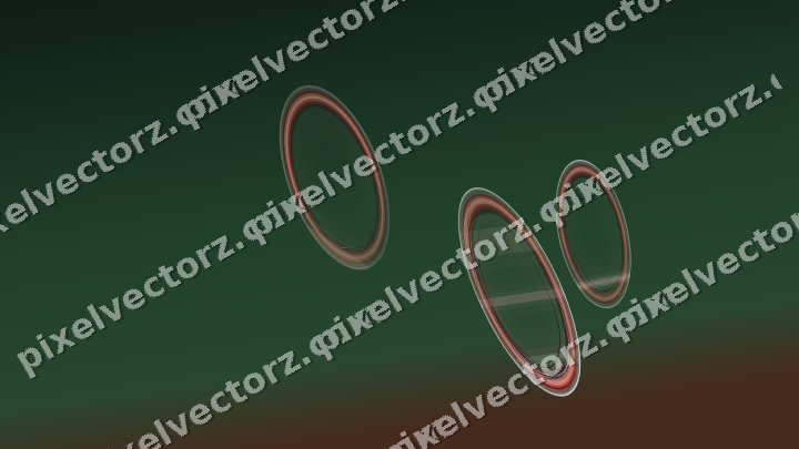 Abstract glass arc in red and dark green