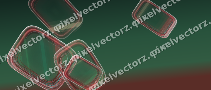 Abstract glass arc in dark green and red