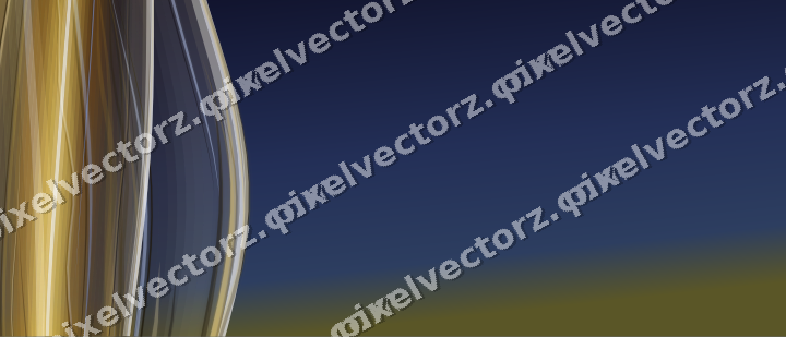 Abstract glass arc in dark blue and amber