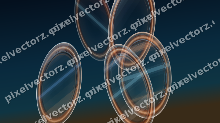 Abstract glass arc in blue and red
