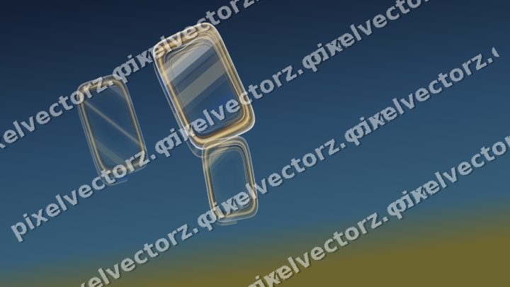 Abstract glass arc in dark blue and amber