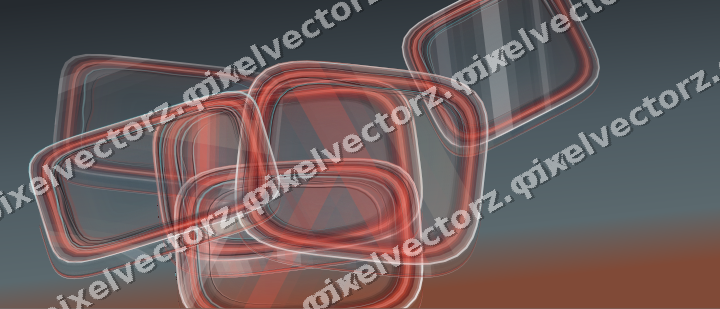 Abstract glass arc in red and pale amber