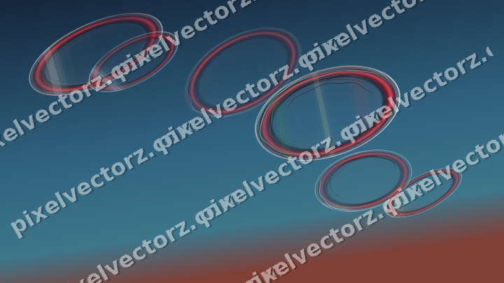 Abstract glass arc in dark green and red