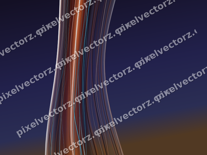 Abstract glass arc in orange and blue
