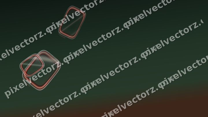 Abstract glass arc in dark green and red